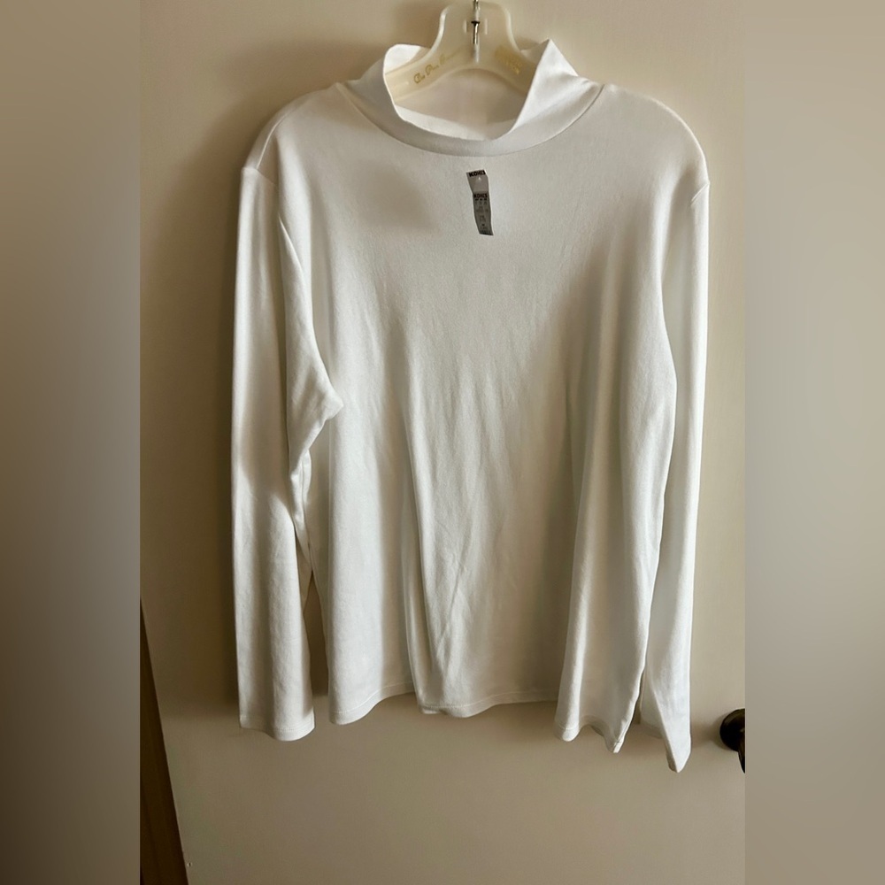 NWT Croft & Barrow White Long Sleeve Top Turtleneck Sz XL Womens​​